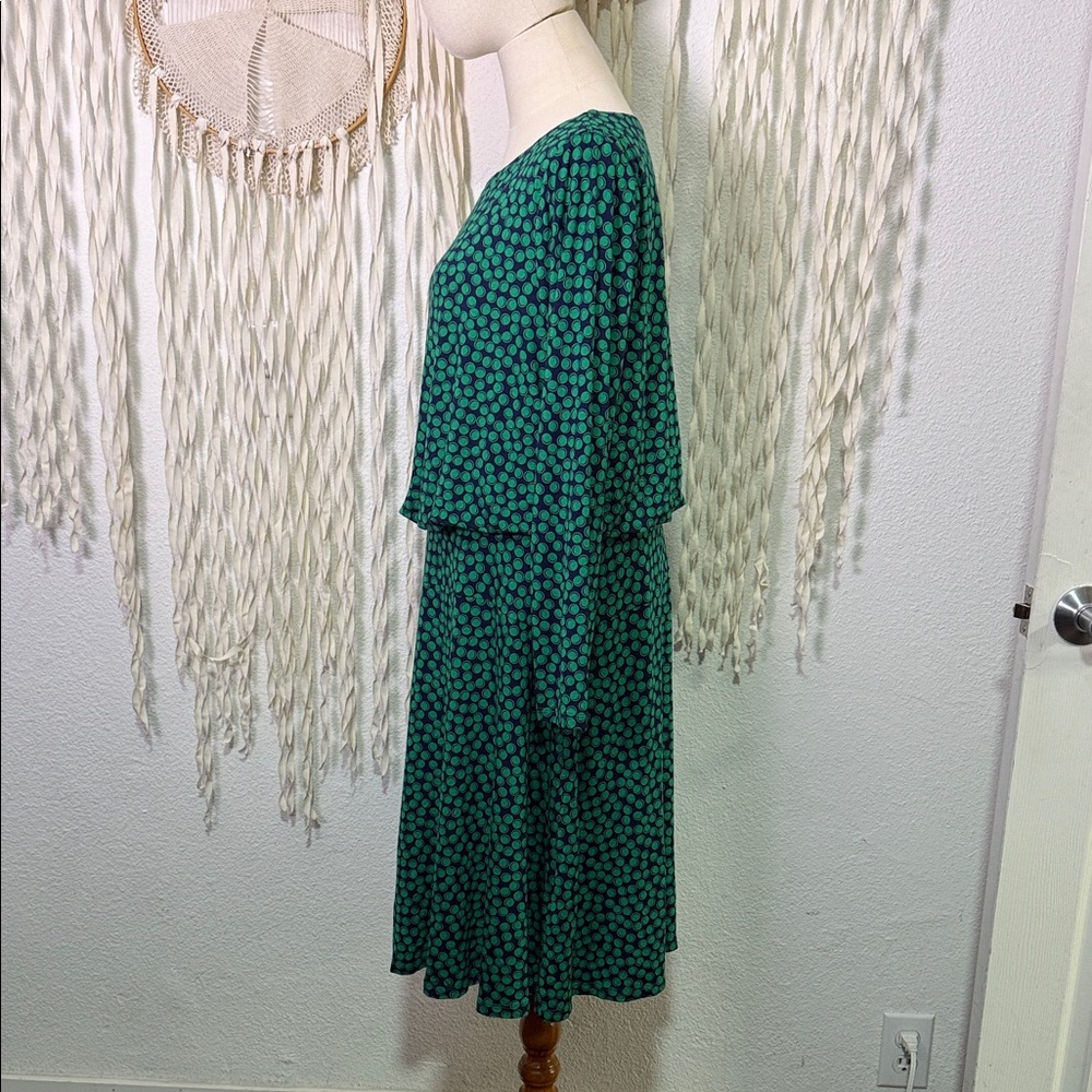 Boden NWT Green and Navy Polka Dot Dress Size 14R - Picture 3 of 12
